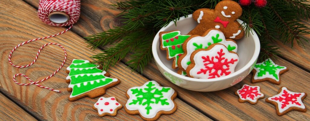 Holiday cookies and decorations